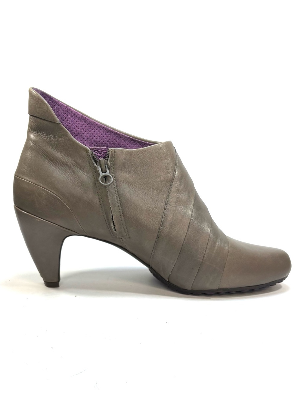 Tsubo Taupe Leather Heeled Ankle Boot | 7.5